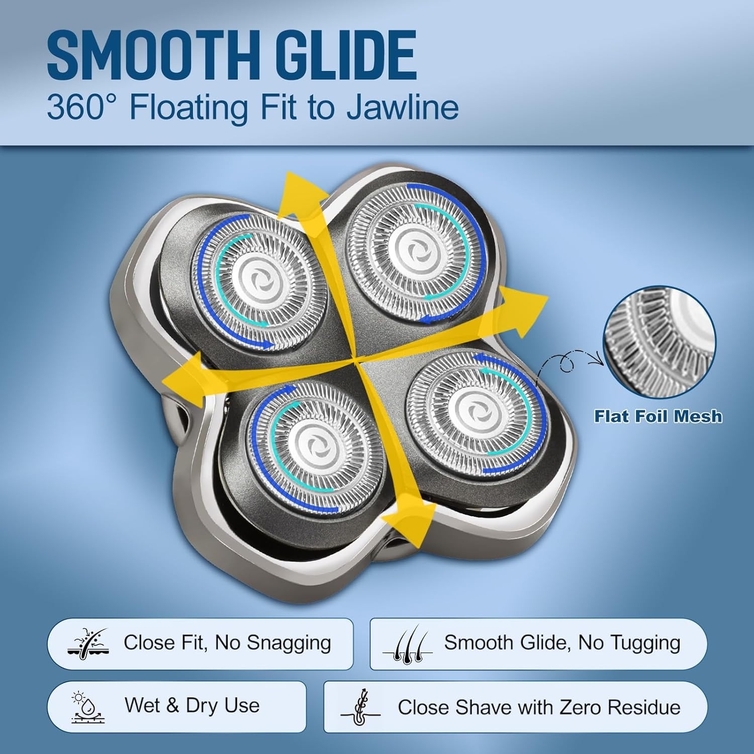 Electric Razor - Replacement Shaver Blades, 4 Floating Cutter