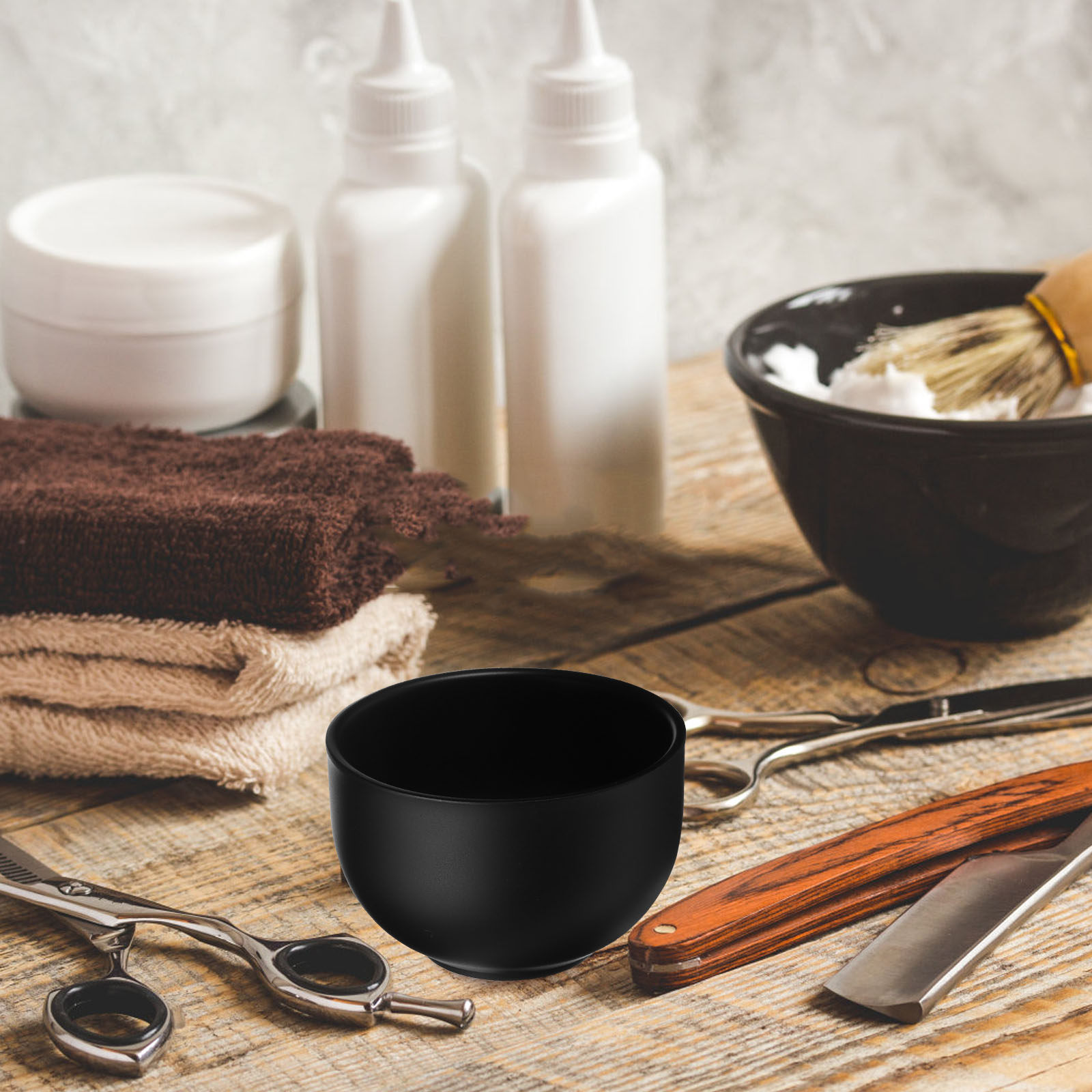 Shaving Cream - Stainless Steel Shaving Bowl Black Double