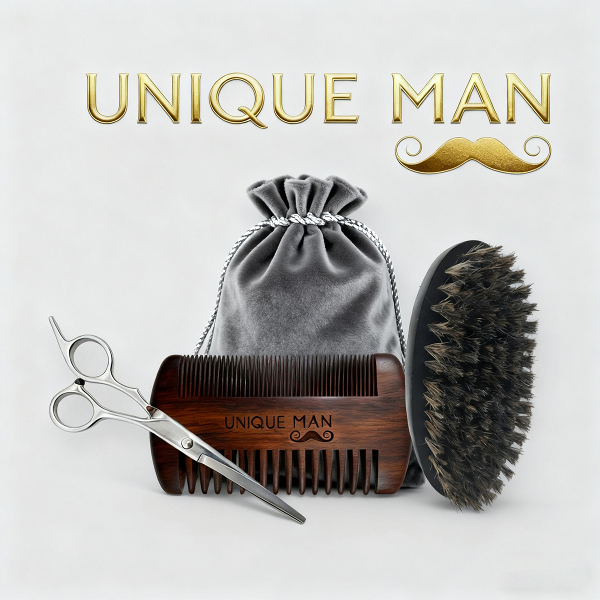 Grooming Kit - UNIQUE MAN Men's Beard Set, Black