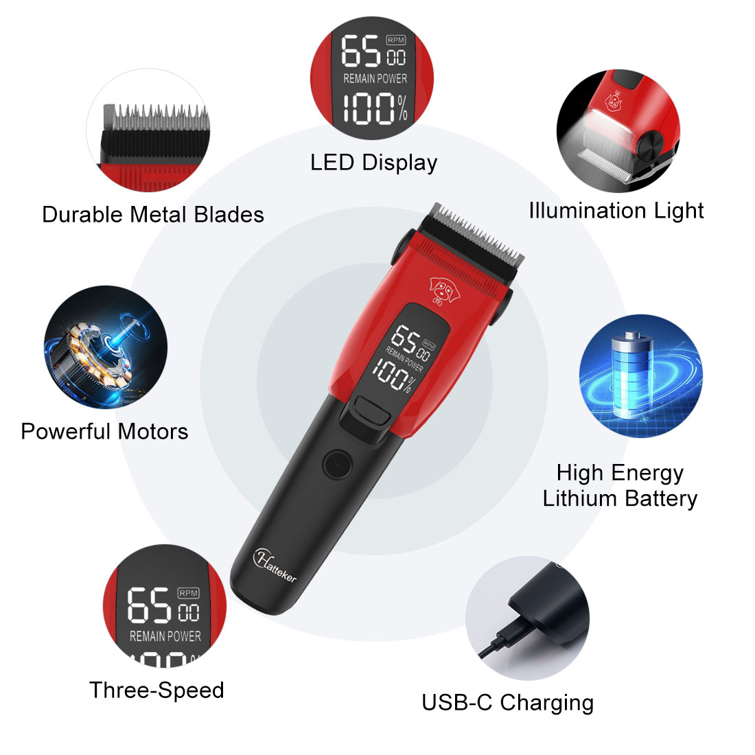 Hatteker Electric Pet Hair Cli - Grooming Kit 评论和价格