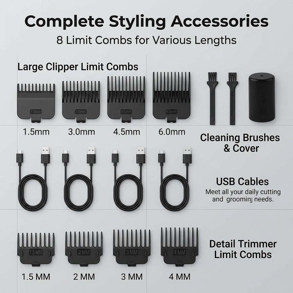 4 in 1 Men's Hair Clipper Set, - Grooming Kit 评论和价格