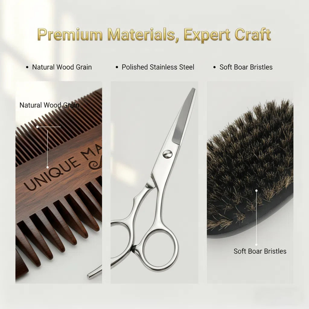 UNIQUE MAN Men's Beard Set, Bl - Grooming Kit 评论和价格