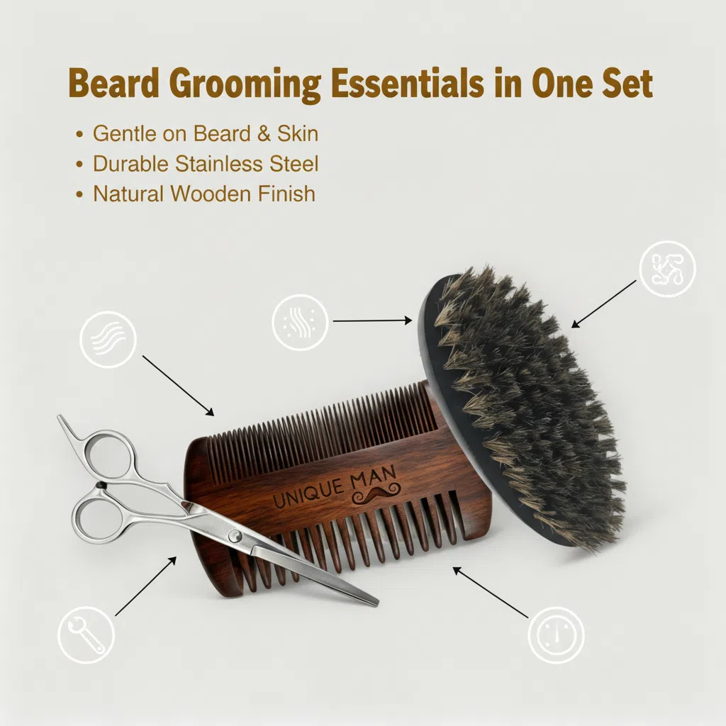 UNIQUE MAN Men's Beard Set, Bl - Grooming Kit 评论和价格